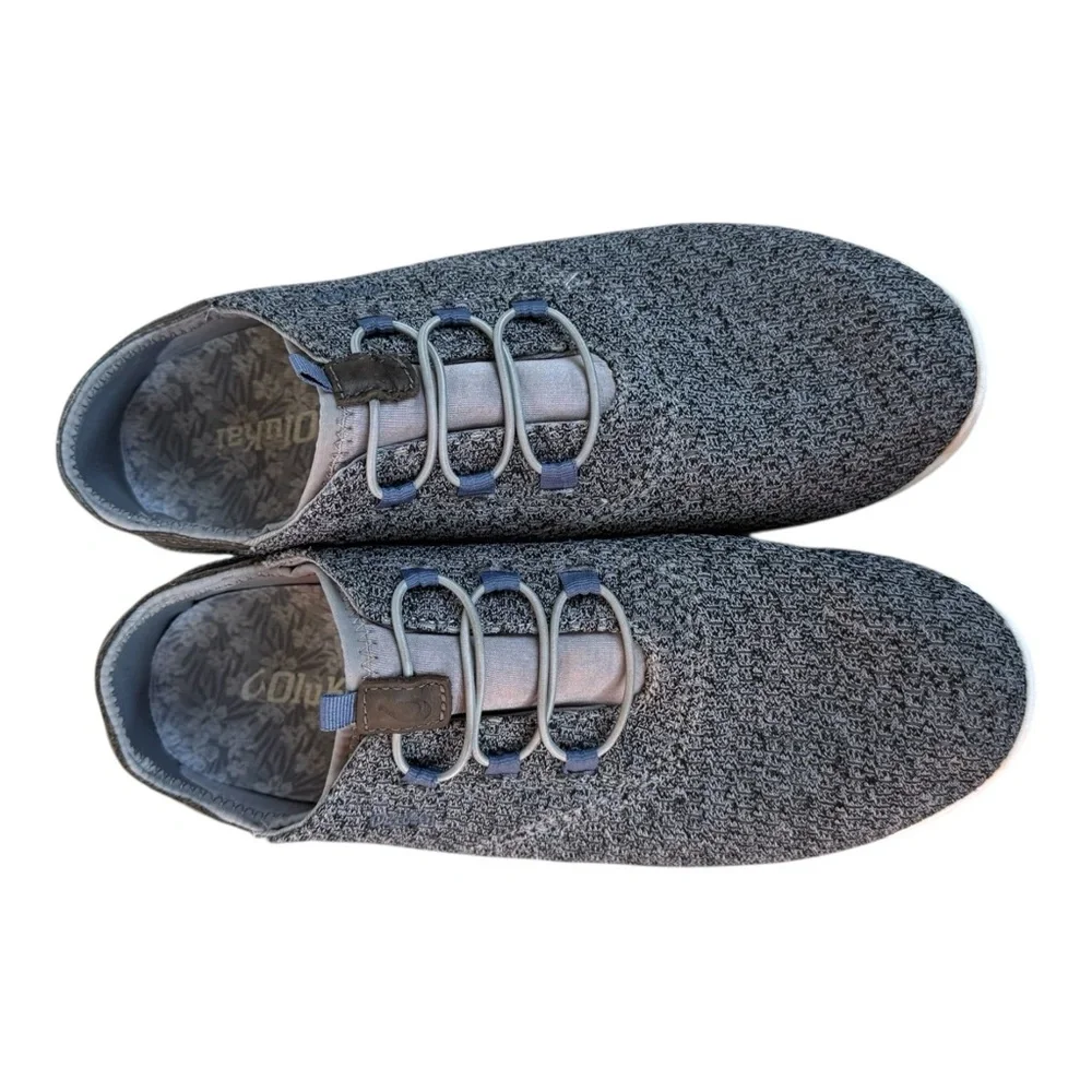 OluKai Alapa Li Drop Heel Boat Shoes Men’s 8.5 Gray Blue Casual Slip On